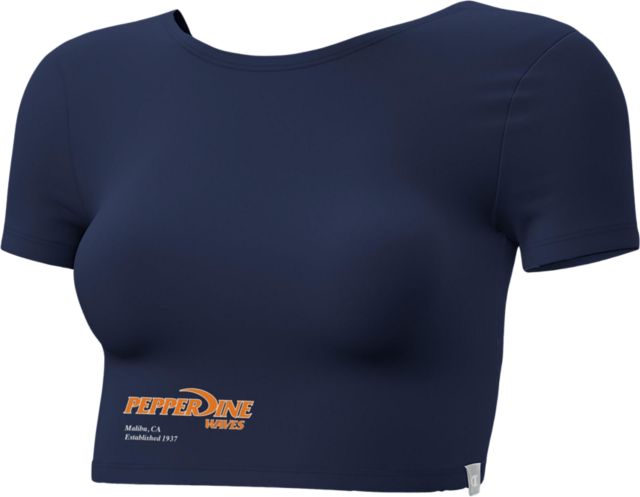 Pepperdine University Waves Women's Twist Back Crop Short Sleeve T-Shirt