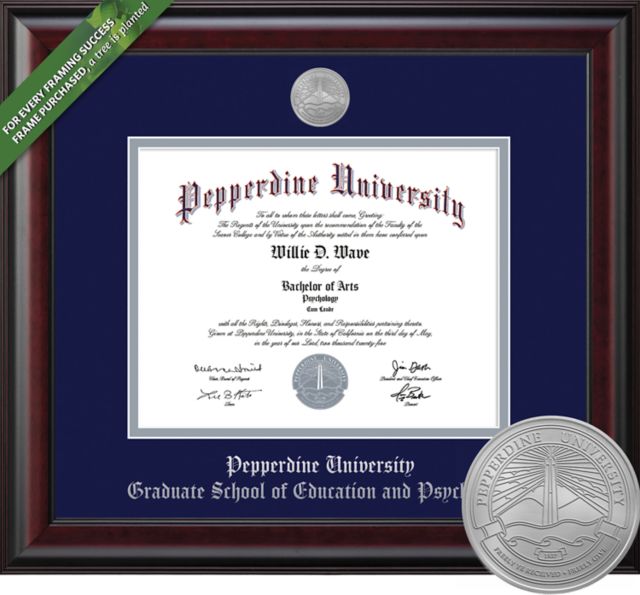 Pepperdine University Framing Success Classic 8.5 x 11 Grad School of Education & Psychology Diploma with Medallion and Double mat . *ONLINE/IN-STORE*