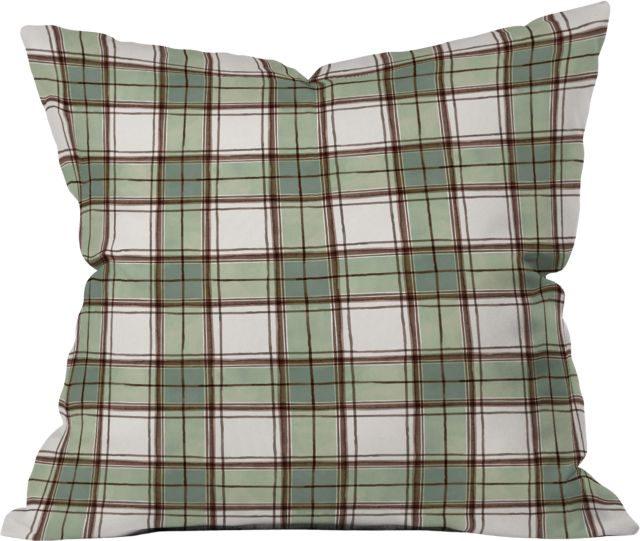 Rustic Geometric Checks Sage Green by Ninola Design Indoor Throw Pillow 18" x 18"