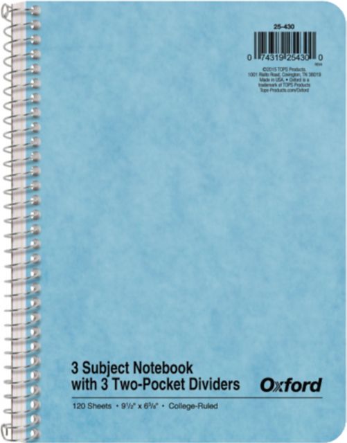 Oxford® 3-Subject Notebook, 9