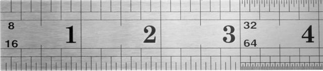 12-Inch / 30cm Steel Ruler with 1/8, 1/16, 1/32, and 1/64