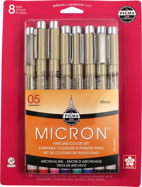 MICRON PEN 8 PIECE SET (05) ASSORTED COLORS
