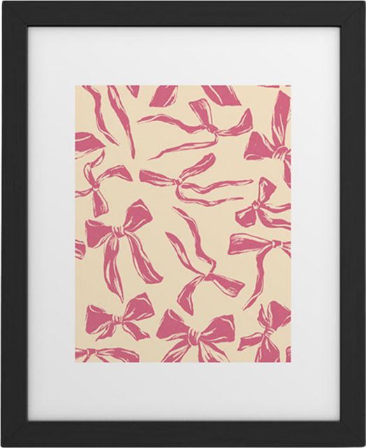 Pink bow pattern by LouBruzzoni Framed Art Print Modern Black