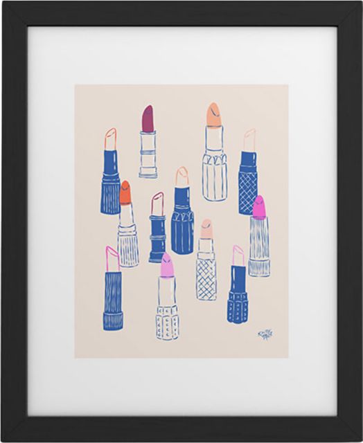 Lipstick Tubes Illustration by KrissyMast Framed Art Print Modern Black