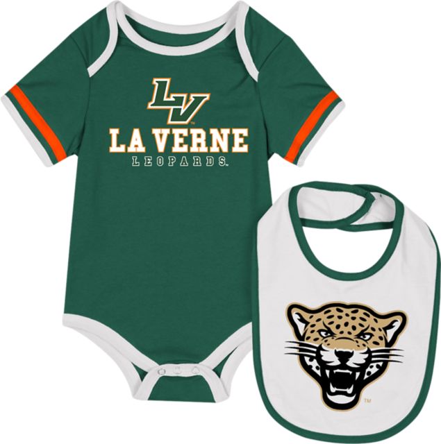 University of La Verne Infant's Leopards Bodysuit Bib Set