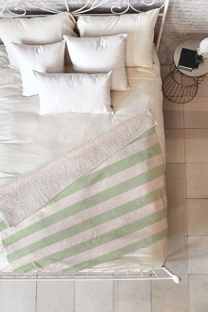 Green Stripes Throw Blanket