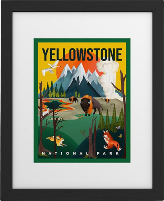 Colorful Yellowstone National by The Whiskey Ginger Framed Art Print Modern Black