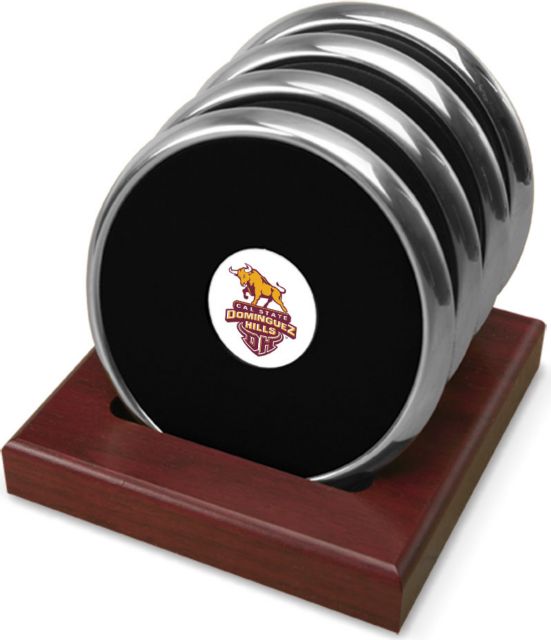 CSI  Set Of 4 Silver Round Coaster Gift Boxed With Colored Medallion - ONLINE ONLY