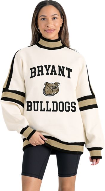 Bryant University Women's Oversized Turtleneck Pullover with Bold Stretch-Knit Striped Detail