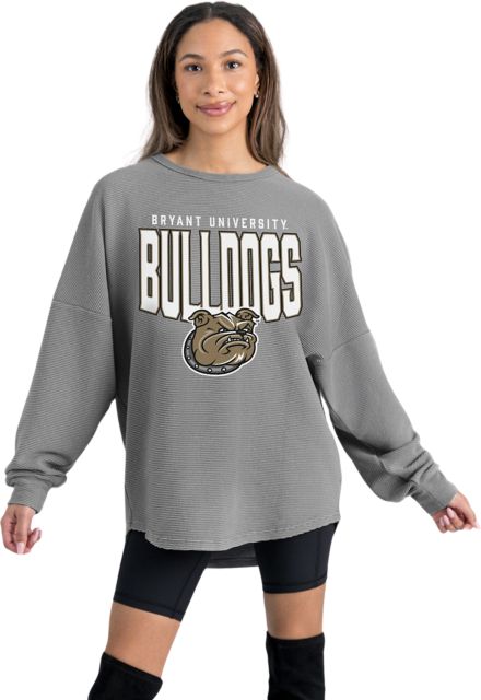 Bryant University Women's Crewneck Essential Corded Pullover with Ribbed Knit Cuff Detail