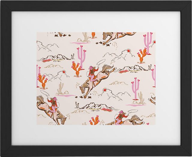 Equestrian Cowgirl Western by NewburyBoutique Framed Art Print Modern Black