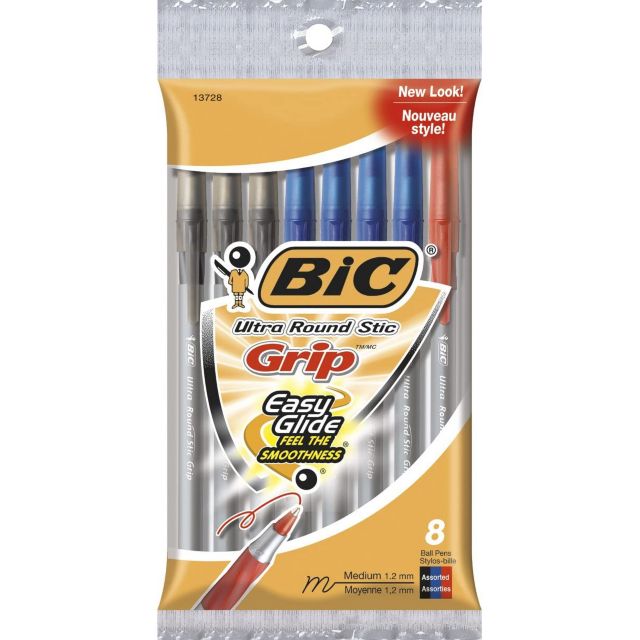 BIC Round Stic Grip Extra Comfort Ball Pen Easy-Glide