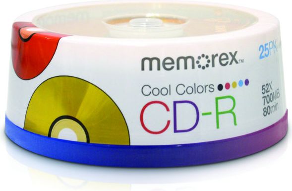 CDR MEMOREX COLORS 25PK SPIN