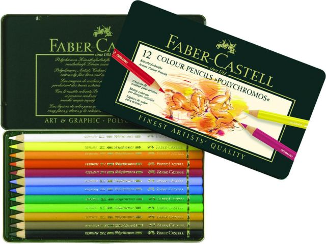 Faber Castell Polychromos Pencil Tin 12 Ct Set