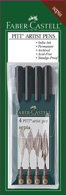 Pitt Pen Sepia Pouch Set/4