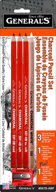 Charcoal 4 Pencil/1 Sharpener Kit