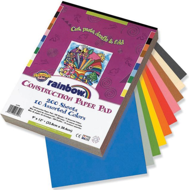 CONSTRUCTION PAPER SUNWORKS 9X12 ASSORTED RAINBOW 200 SHEETS