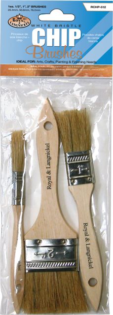 BRUSH CHIP WOOD HANDLE 3-SET 1/2''-1''-2''