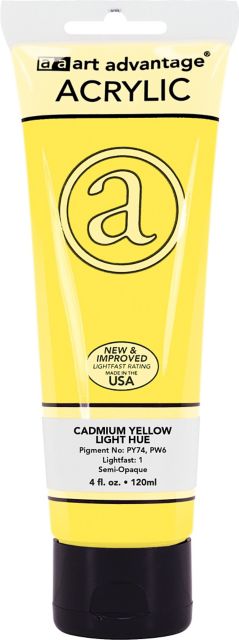 Art Advantage Cadmium Yellow Light Hue 4 oz. (120 ml) Acrylic Paint Tube