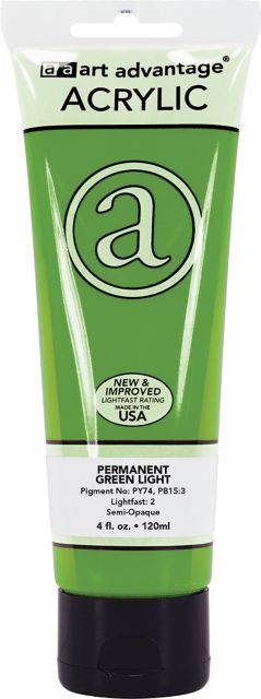 Art Advantage Permanent Green Light 4 oz. (120 ml) Acrylic Paint Tube