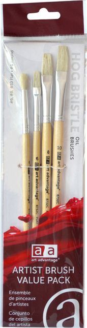 Art Advantage Hog Bristle Oil Brush 4 Piece Set