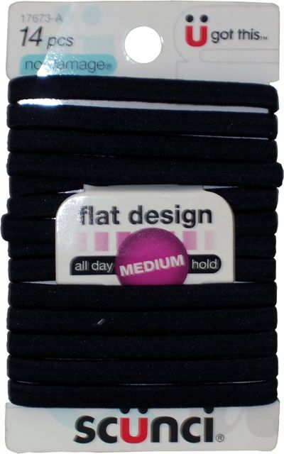 Scunci 14ct Flat Black Elastic Hair Bands