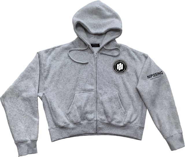 Nipissing University Oversized Cropped Full Zip Hooded Sweatshirt