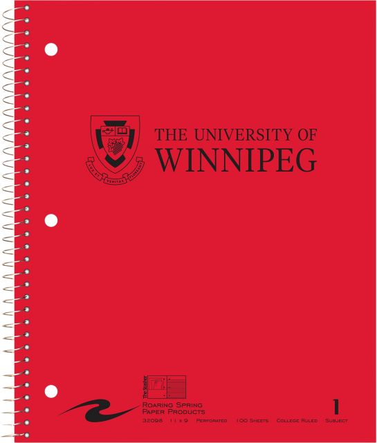 University of Winnipeg 1 Subject 100 Sheet Notebook