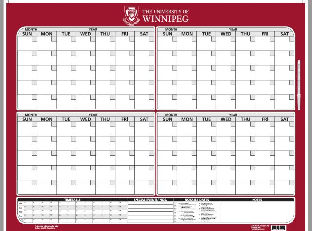 Write-On Wipe-Off 1 & 4 Month Forever Calendar 23 x 30. Fits on the back of a   door. See the big picture in one glance.