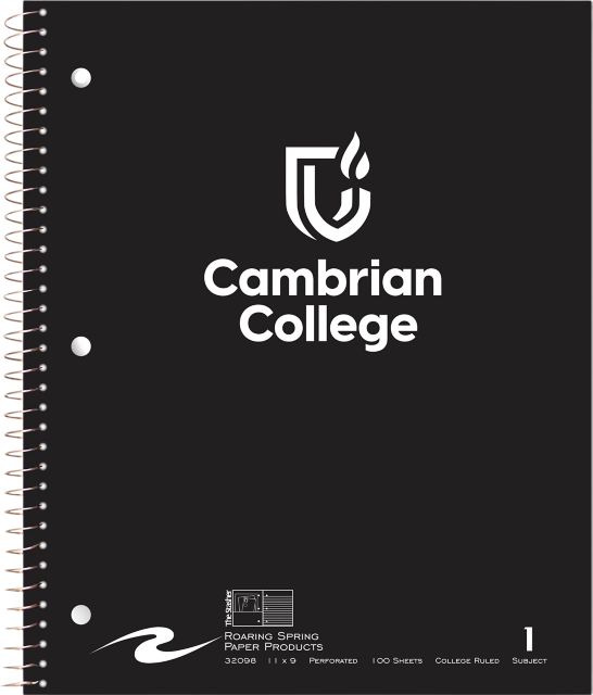 Cambrian College 1 Subject 100 Sheet Notebook