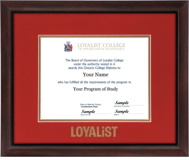 Loyalist College 16 x 13 Diploma Frame Brentwood Red Matte