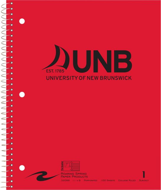 University of New Brunswick 1 Subject 100 Sheet Notebook