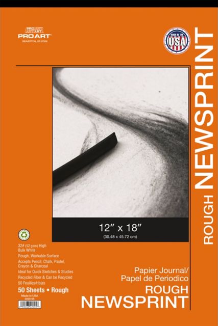 Pro Art 12x18 32-pound Rough Newsprint Tape Bound Pad 50/Sheets