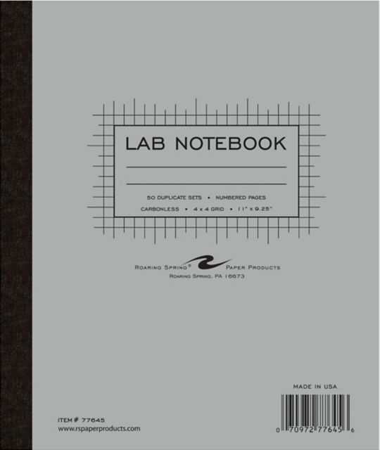 Science Lab Notebook Carbonless 4x4 Graph Ruled 50 Numbered Sets