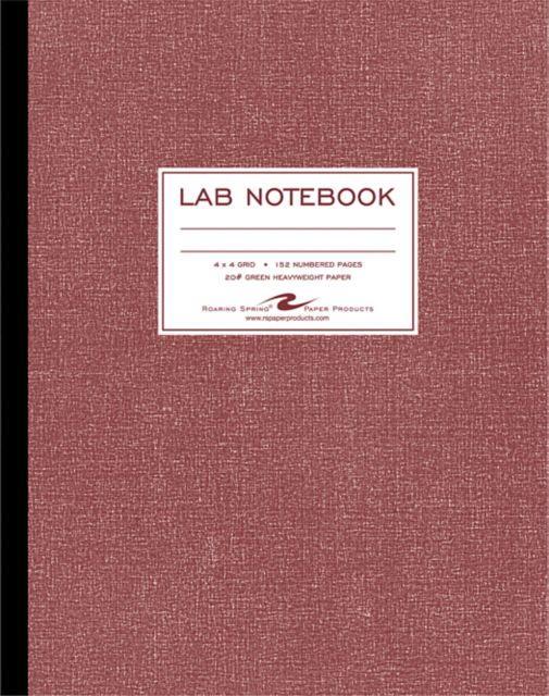 Science Lab Notebook 4x4 Graph Ruled 11.75 IN x 9.25 IN 152 Pages Premium Numbered Green 20# Paper Durable Laminated Cover