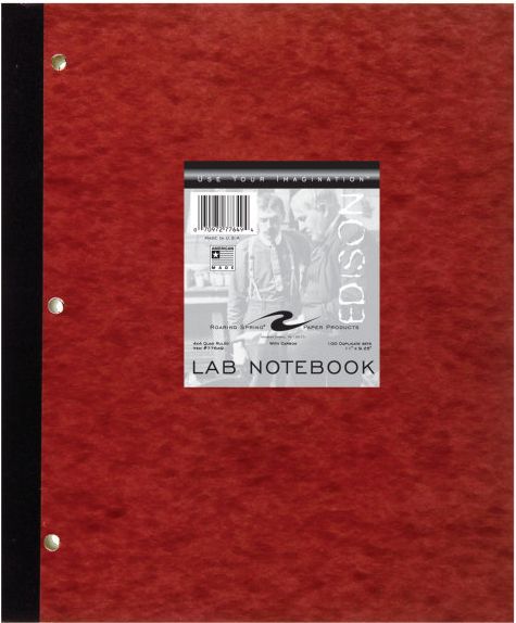 Lab Notebook Carbonless 4x4 Graph Ruled 50 Numbered Sets 9.25 IN x 11 IN  Hard Board Covers 15# White/Blue Paper