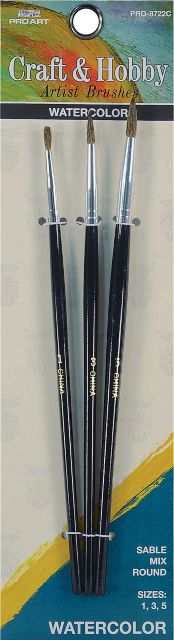 Pro Art Round Sable Mix Brush 3 Piece Set