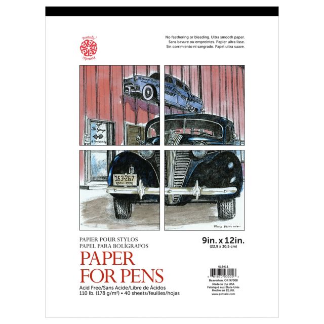 Pentalic 9x12 110-pound Paper for Pens Tape Bound Pad 40/Sheets