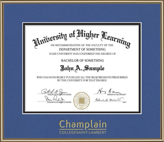 Champlain College Certificate Frame