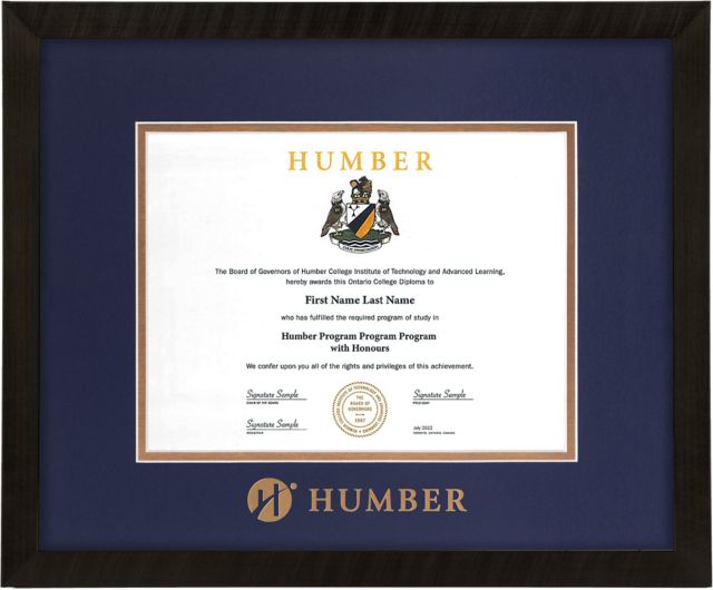 Humber College 11x8.5 Diploma Frame