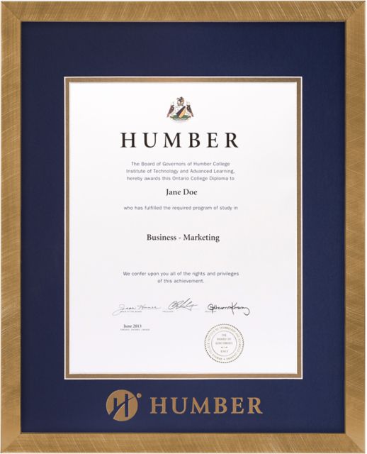 Humber College 15'' x 18'' Florentine Diploma Frame