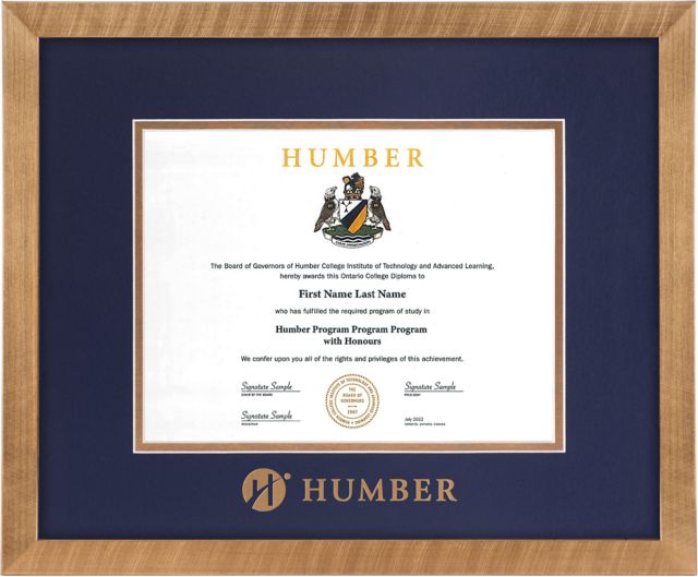 Humber College 11x8.5 Diploma Frame