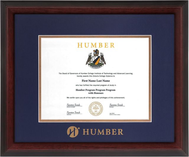 Humber College 11x8.5 Diploma Frame
