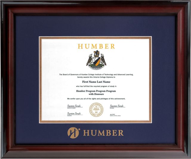 Humber College 11x8.5 Diploma Frame