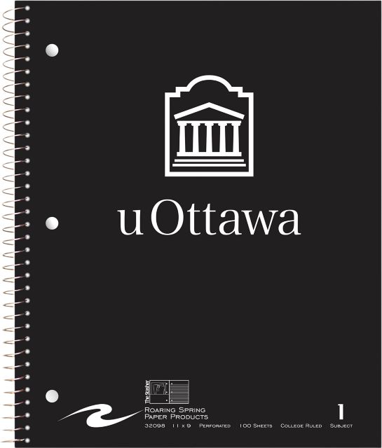 Carnet 1&nbsp;sujet Université d’Ottawa, 100&nbsp;feuilles