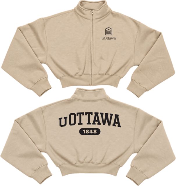 University of Ottawa Women's Crop Mockneck Full Zip