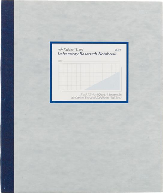 Lab Notebook Carbonless 4x4 Graph Ruled 50 Numbered Sets 9.25 IN x 11 IN  Hard Board Covers 15# White/Blue Paper