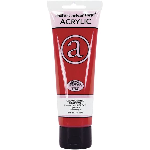 Art Advantage Cadmium Red Deep Hue 4-ounce (120 ml) Acrylic Paint Tube