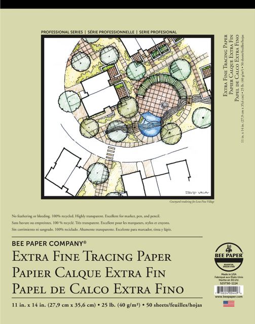 Bee Paper 11x14 25-pound Bleed Proof Extra Fine Trace Tape Bound Pad 50/Sheets