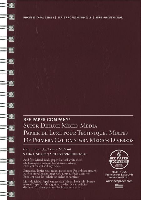 Bee Paper 6x9 93-pound Super Deluxe Mixed Media Double Wire Bound Pad 60/Sheets